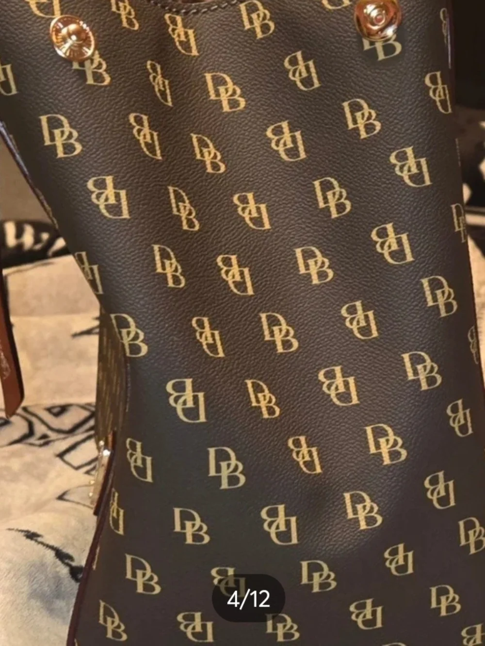 Dooney & Bourke Brown Monogram Briefcase - Brown/Gold